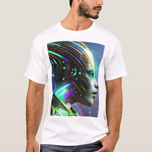 Alien Cyborg Woman Bot T-Shirt (Vorderseite)