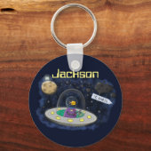 Alien — Darstellung des Cartoon des Raumschiffes d Schlüsselanhänger (Vorderseite)