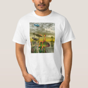 Alien, das ein aircar im Himmel aufpasst T-Shirt