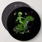 Alien, das T-Rex Dinosaurier-Raum UFO reitet Button (Vorne & Hinten)