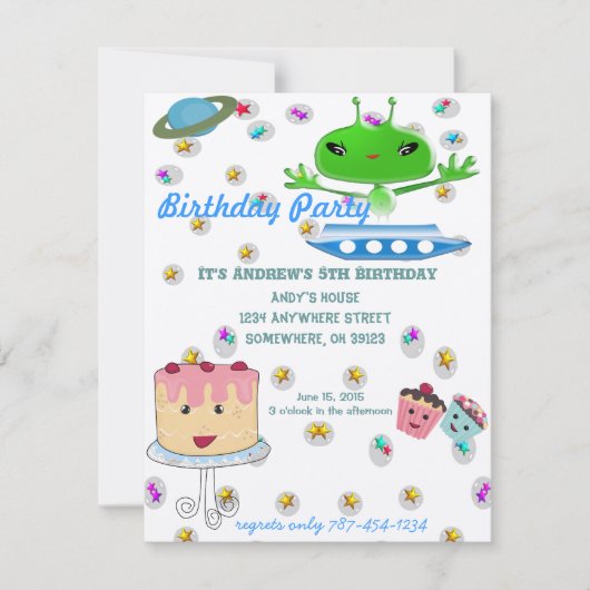 Alien Days Einladung Geburtstagsparty (Vorderseite)