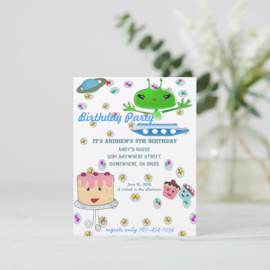 Alien Days Einladung Geburtstagsparty (Stehend Vorderseite)