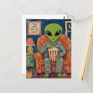 Alien, der Popcorn isst Postkarte