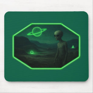Alien, der über eine dunkle, trostlose Landschaft Mousepad