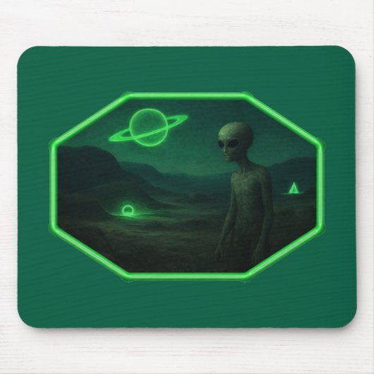 Alien, der über eine dunkle, trostlose Landschaft Mousepad (Vorne)