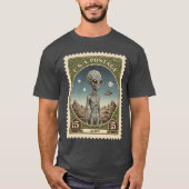 Alien der Vintagen Briefmarke T-Shirt (Vorderseite)