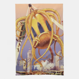 Alien der Vintagen Science Fiction Geschirrtuch