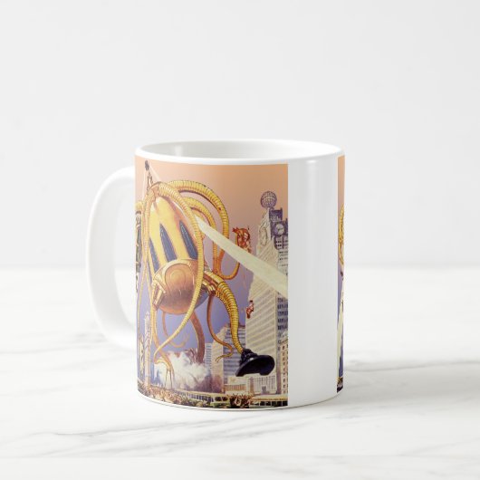 Alien der Vintagen Science Fiction Kaffeetasse (Vorderseite Links)