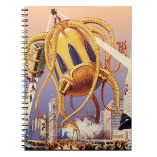 Alien der Vintagen Science Fiction Notizblock