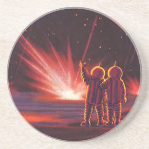 Alien der Vintagen Science Fiction Roter Planet Ex Getränkeuntersetzer