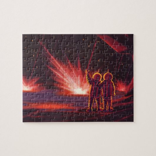 Alien der Vintagen Science Fiction Roter Planet Ex Puzzle (Horizontal)
