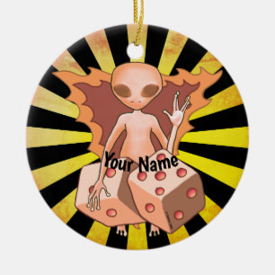 Alien Dice Keramik Ornament