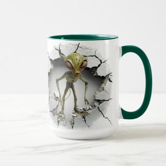 Alien, die aus einer Mauer entkommt Tasse (Rechts)