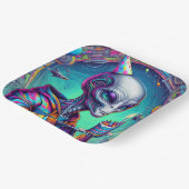 Alien, die Birthday Cake hält Pappteller (Gewinkelt)