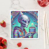 Alien, die Birthday Cake hält Serviette (Beispiel)