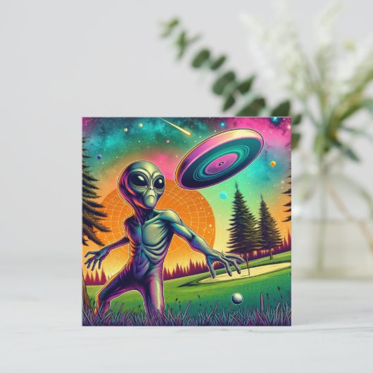 Alien Disk Golf mit Planet Backgroud (Stehend Vorderseite)