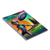 Alien Disk Golf mit Planet Backgroud Notizblock (Rechte Seite)