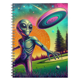 Alien Disk Golf mit Planet Backgroud Notizblock