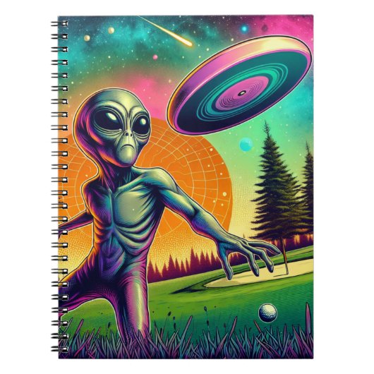 Alien Disk Golf mit Planet Backgroud Notizblock (Vorderseite)