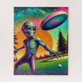 Alien Disk Golf mit Planet Backgroud Puzzle (Vertikal)