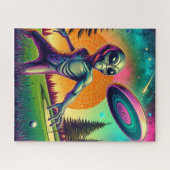 Alien Disk Golf mit Planet Backgroud Puzzle (Horizontal)
