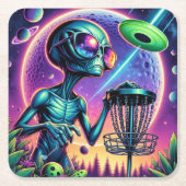 Alien Disk Golf Rechteckiger Pappuntersetzer (Vorderseite)