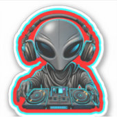 Alien DJ Aufkleber (Vorderseite)