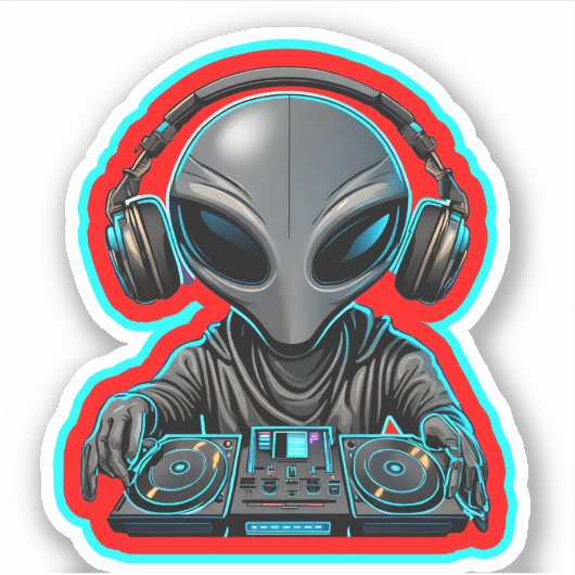 Alien DJ Aufkleber (Vorderseite)