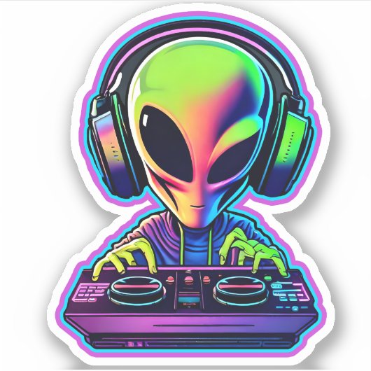 Alien DJ Aufkleber (Vorderseite)