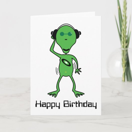 Alien DJ Birthday Card Karte (Vorderseite)