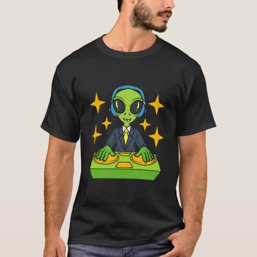 Alien Dj Disk Jockey T-Shirt (Vorderseite)