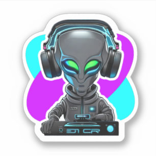 Alien DJ vinyl Aufkleber