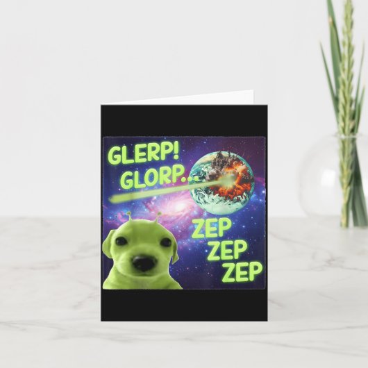 Alien Dog Meme Glerp Glorp Funny Space Laser Gift Karte (Vorderseite)