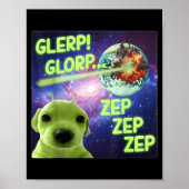 Alien Dog Meme Glerp Glorp Funny Space Laser Gift Poster (Vorne)