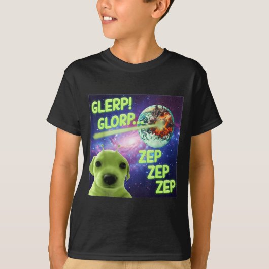 Alien Dog Meme Glerp Glorp Funny Space Laser Gift T-Shirt (Vorderseite)