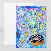 Alien-Donut Einladung (Vorne/Hinten)