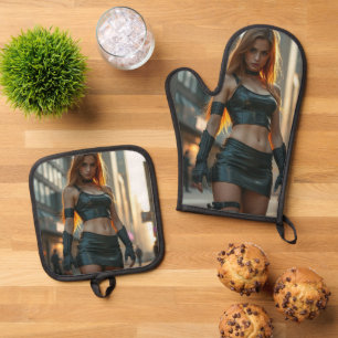 Alien Dream Girls Ofenhandschuh & Topflappen-Set