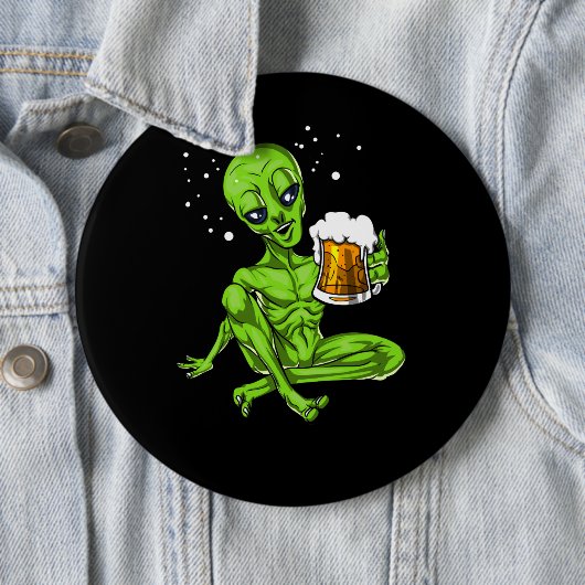 Alien Drinks Bier Space UFO Kosmisches Party Button (Beispiel)