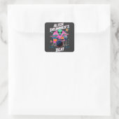 Alien Drummers Beat T - Shirt - Funky Alien Graphi Quadratischer Aufkleber (Tasche)