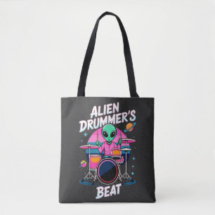 Alien Drummers Beat T - Shirt - Funky Alien Graphi Tasche