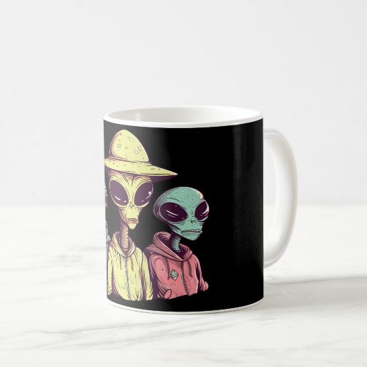 Alien Duo Coffee Mug – Retro Sci-Fi Kaffeetasse (VorderseiteRechts)