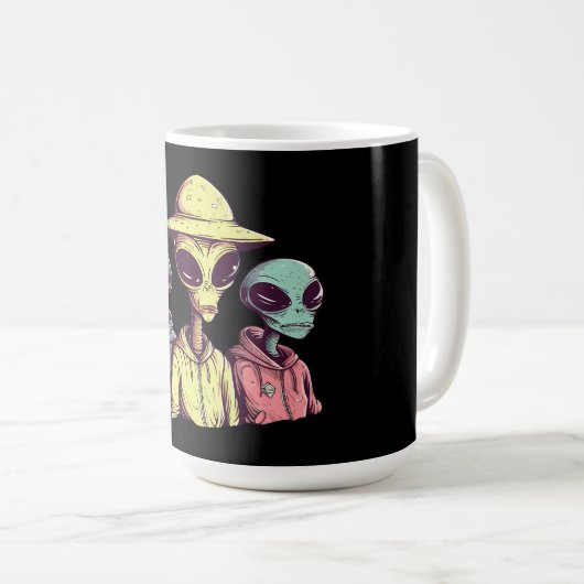 Alien Duo Coffee Mug – Retro Sci-Fi Kaffeetasse (VorderseiteRechts)