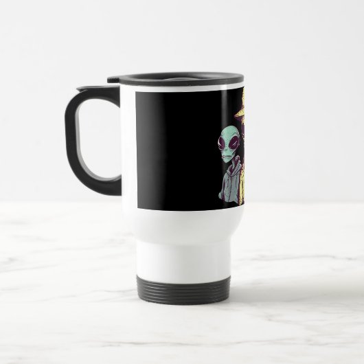 Alien Duo Coffee Mug – Retro Sci-Fi Reisebecher (Links)