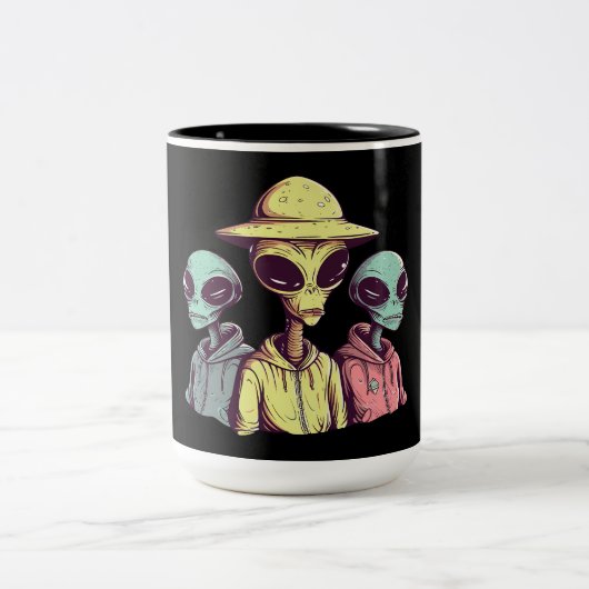 Alien Duo Coffee Mug – Retro Sci-Fi Zweifarbige Tasse (Mittel)