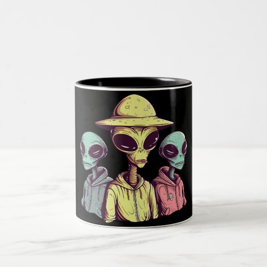 Alien Duo Coffee Mug – Retro Sci-Fi Zweifarbige Tasse (Mittel)