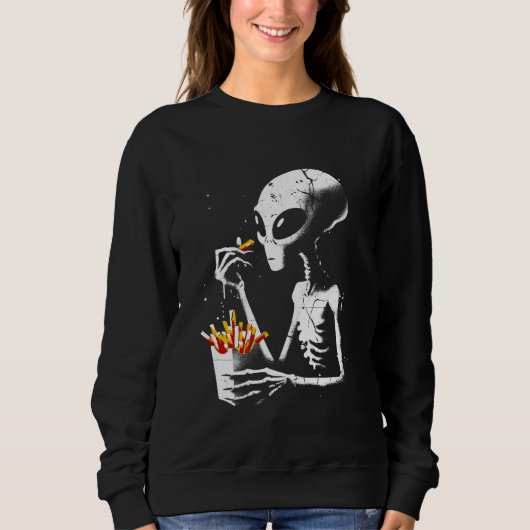 Alien Eating French Fries - Funny Graphic Alien UF Sweatshirt (Vorderseite)