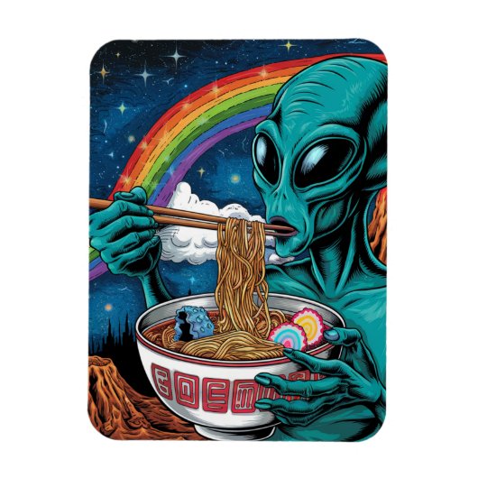 Alien Eating Noodles Magnet (Vertikal)