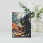 Alien Eating Noodles Postkarte (Stehend Vorderseite)