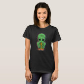 Alien Eating Pizza Space Extraterrestrische T-Shirt (Vorne ganz)