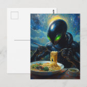 Alien Eating Ramen Postkarte (Vorne/Hinten)